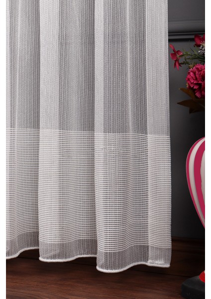 Taç Eteği Bantlı Ketentül Perde, 1/3 Sık Pile, Tek Kanat - Ekru 100 x 260 cm fiyatları
