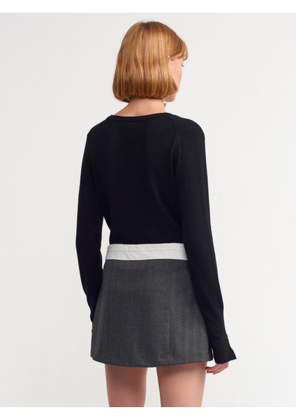 80792 Pilili Kıvrık Kemerli Etek-Antrasit fiyatları