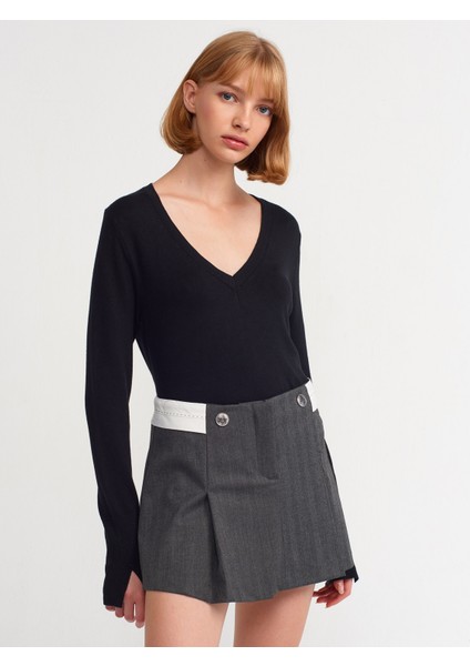 80792 Pilili Kıvrık Kemerli Etek-Antrasit modelleri