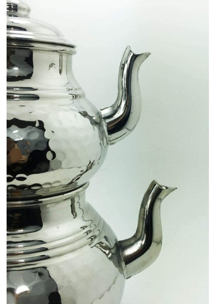 Bakır Lale Motifli Beyaz Büyük Boy Çaydanlık Seti fırsatları