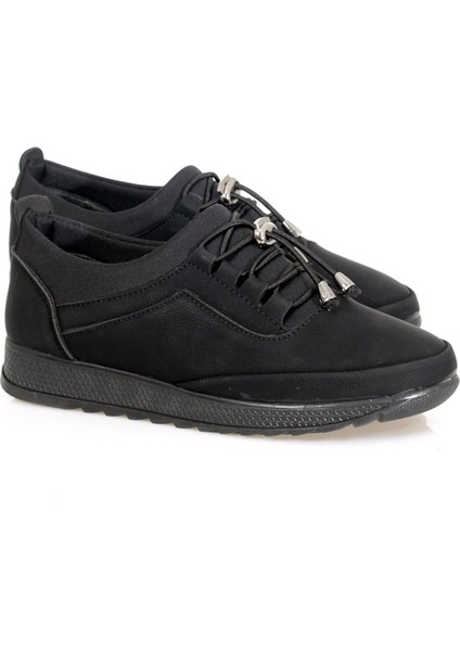Siyah Nubuk Lastik Bağcıklı Ortopedik Kadın Ayakkabı fiyatları