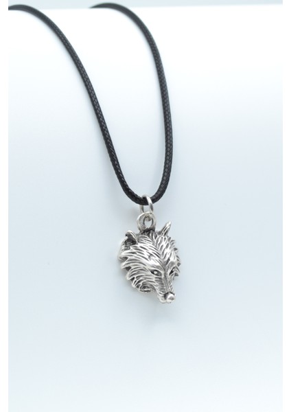 Tilki Gümüş Kaplama Unisex Deri İp Kolye kod 522