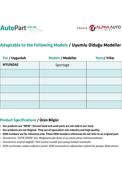 Hyundai Sportage Için Kapı Kilit Dili Seti