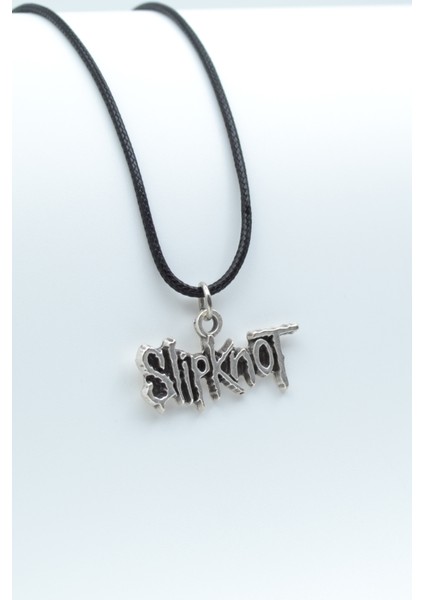 Slipknot Gümüş Kaplama Unisex Deri İp Kolye kod 553