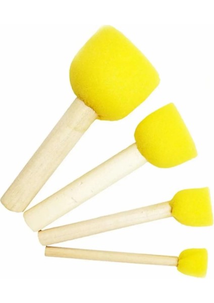 Ponpon Fırça 4 Adet Sünger Ponpon Ahşap Boyama Fırçası Tampon Modelleme Fırça Seti fiyatları