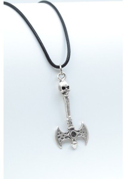 Balta Gümüş Kaplama Unisex Deri İp Kolye kod 540