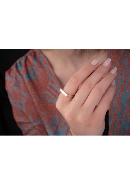 Spor Geometrik Yüzük Minimal Şövalye Yüzük 14 Ayar Altın