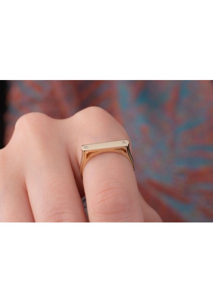 Spor Geometrik Yüzük Minimal Şövalye Yüzük 14 Ayar Altın fiyatları