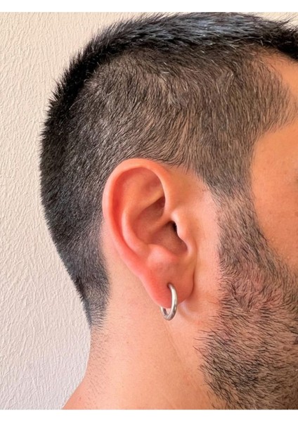 Sıkıştırmalı Deliksiz Fake 316L Paslanmaz Cerrahi Çelik Unisex Küpe Yuvarlak Halka Küpe fırsatları