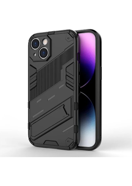 Iphone 15 Matrix Serisi Armor Standlı Perfect Koruma Kılıf - Siyah AL3416