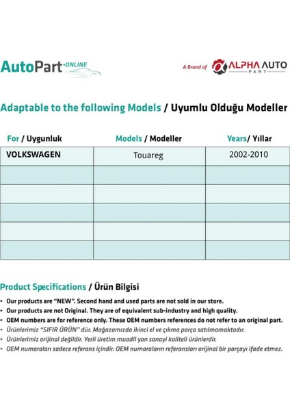 Volkswagen Toureg Için Ön Cam Kriko Plastiği-A-B