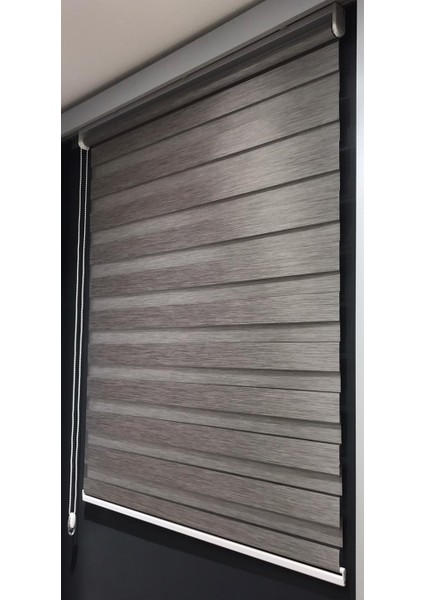 Deco Viva  Decoviva Bambu Zebra Stor Perde 1004 Gümüş Gri Ev Ofis Mutfak Balkon Çocuk Odası Yatak Odası Salon Perdesi