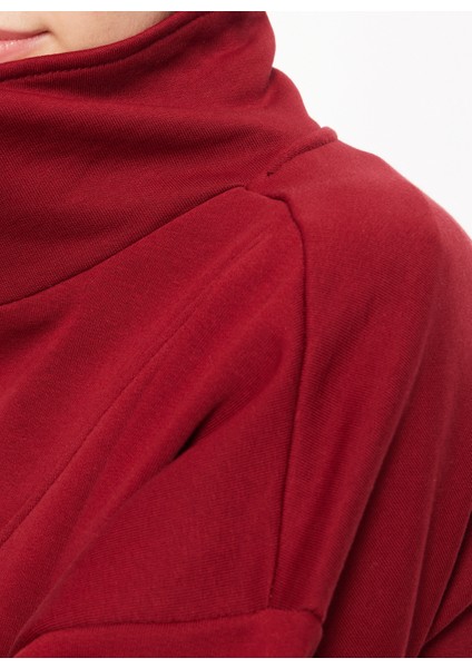 Fermuarlı Yaka Düz Bordo Kadın Sweatshırt A3WL-SWT5 fırsatları