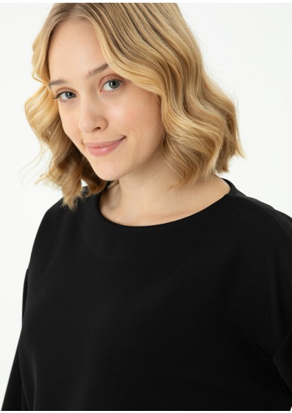 Bisiklet Yaka Siyah Kadın Sweatshırt Nadıne fiyatları