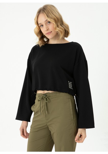 Bisiklet Yaka Siyah Kadın Sweatshırt Nadıne modelleri