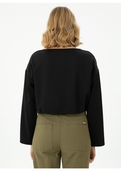 Bisiklet Yaka Siyah Kadın Sweatshırt Nadıne indirimleri