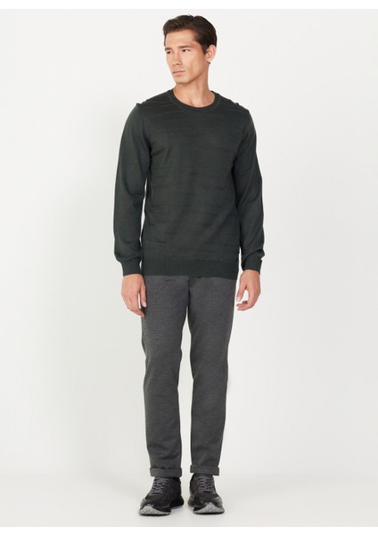 ALTINYILDIZ CLASSICS Erkek Yeşil-Antrasit Standart Fit Normal Kesim Bisiklet Yaka Triko Kazak fiyatları