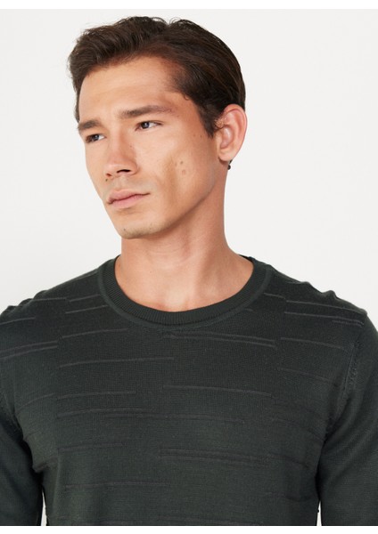 ALTINYILDIZ CLASSICS Erkek Yeşil-Antrasit Standart Fit Normal Kesim Bisiklet Yaka Triko Kazak indirimleri