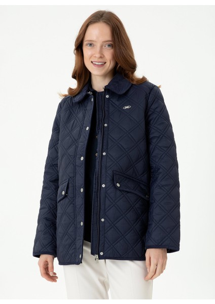 EDRA23K Lacivert Kadın Kaban