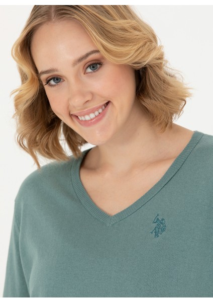 V Yaka Comfort Fit Mint Kazak Kadın ORINAV-BSK23 fiyatları