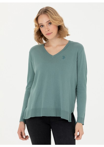V Yaka Comfort Fit Mint Kazak Kadın ORINAV-BSK23 modelleri
