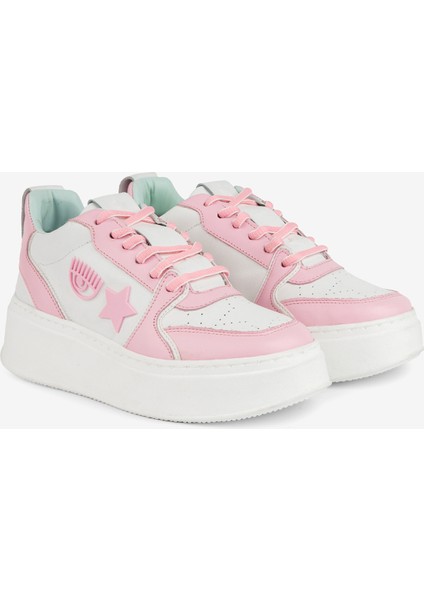 Beyaz - Pembe Kadın Deri Sneaker Cf3217_072