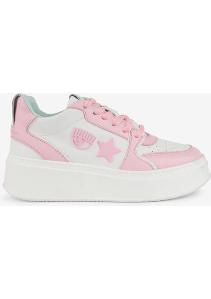 Beyaz - Pembe Kadın Deri Sneaker Cf3217_072