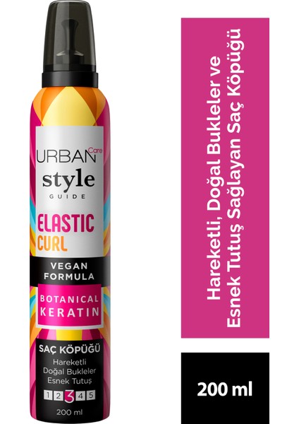 URBAN Care Style Guide Elastic Curl Doğal Görünüm Sağlayan Saç Köpüğü-Esnek Tutuş-Vegan -200 ml