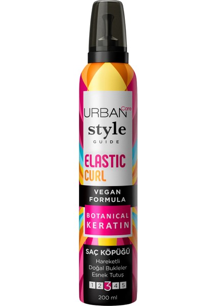 URBAN Care Style Guide Elastic Curl Doğal Görünüm Sağlayan Saç Köpüğü-Esnek Tutuş-Vegan -200 ml