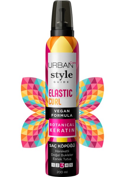 URBAN Care Style Guide Elastic Curl Doğal Görünüm Sağlayan Saç Köpüğü-Esnek Tutuş-Vegan -200 ml