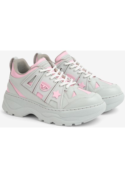 Pembe - Gri Kadın Deri Sneaker Cf3215_289