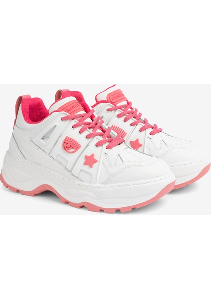 Beyaz - Pembe Kadın Deri Sneaker Cf3215_072