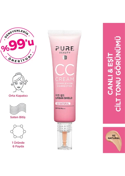 Pure Beauty cc Cream SPF50 Pa+++ Natural 30 ml