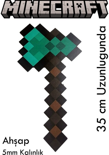 Ahşap Minecraft Balta 35CM Boyunda 18CM Eninde Figüroyuncak