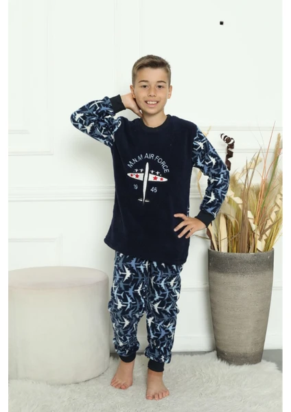 Erkek Çocuk Desenli Kışlık Welsoft Polar Pijama Takımı 3E-3331