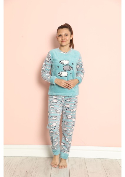 Çocuk Desenli Kışlık Polar Pijama Takımı 9C-20302M