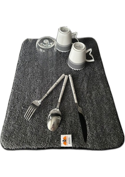 Çift Taraflı Koyu Gri Bulaşıklık Mikrofiber Bulaşık Kurulama Matı Altlığı Gri Desen 36*45CM fiyatları