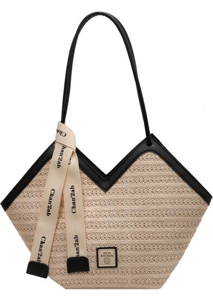 Hasır Çanta Kadınların Büyük Kapasiteli Üst Düzey Dokulu Çok Yönlü Omuz Çantası (Yurt Dışından)
