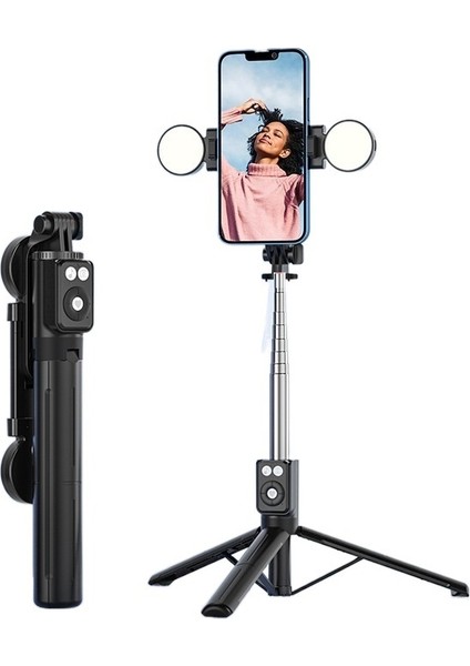 Hepsi Bir Arada Şarj Edilebilir Selfie Çubuğu Cep Telefonu Standı Zemin Tripodu (Yurt Dışından)