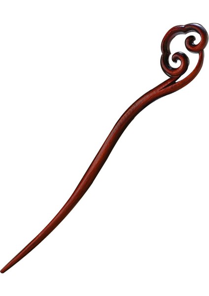 Ruyi Xiangyun Saç Tokası Kırmızı Sandal Ağacı Oyma (Yurt Dışından)