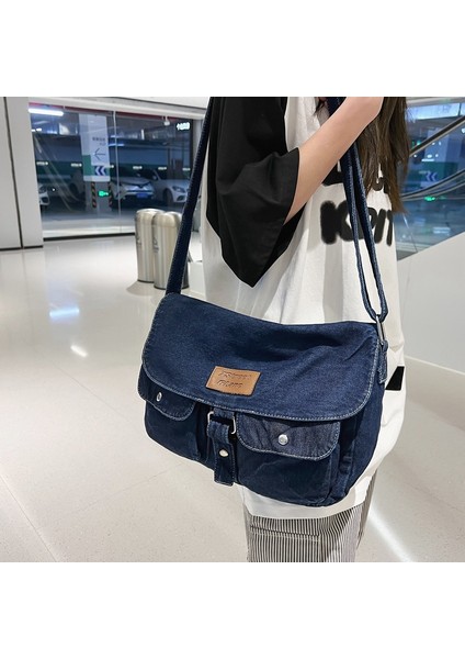 Ilkbahar ve Yaz Orijinal Şık Küçük Taze Çapraz Omuz Denim Vahşi Büyük Kapasiteli Omuz Çantası (Yurt Dışından) fırsatları