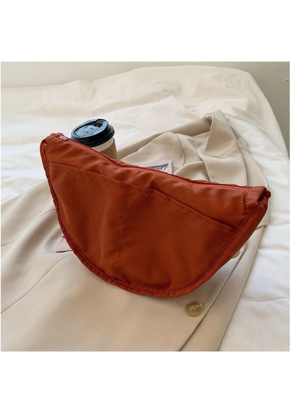 Küçük Kadın Moda Trend Kore Omuz Messenger Katı Renk Öğrenci Sanat Yarım Yuvarlak Çantası (Yurt Dışından) indirimleri