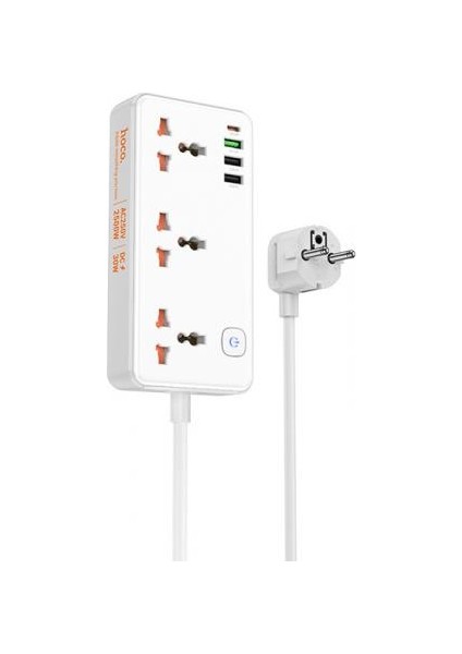 Hc Seri Multifonksiyonel 2500W Priz Çoğaltıcı Şarj Aleti 3 USB 30W Type-C Girişli Şarj Stand