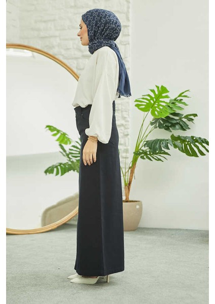 2254- Klasik Gabardin Etek Lacivert