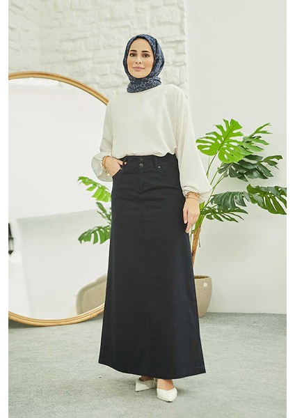 2254- Klasik Gabardin Etek Lacivert