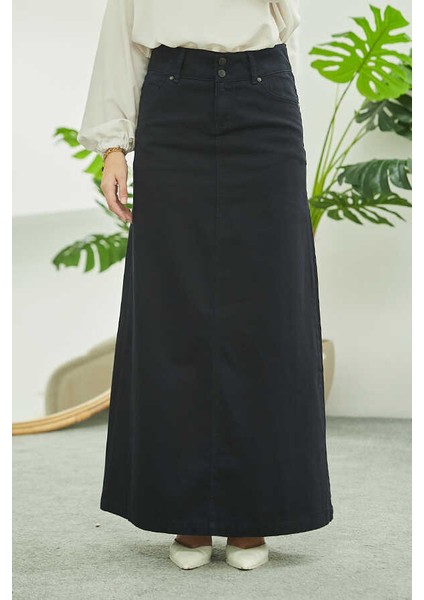 2254- Klasik Gabardin Etek Lacivert