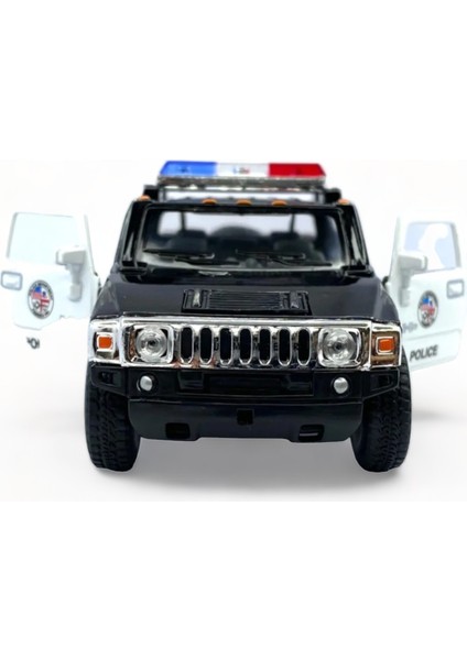 Metal Model Hummer Orjinal Lisanslı Die-Cast Araç 1,36 Çek Bırak Kapı Aç Kapa Hummer H2 Polis