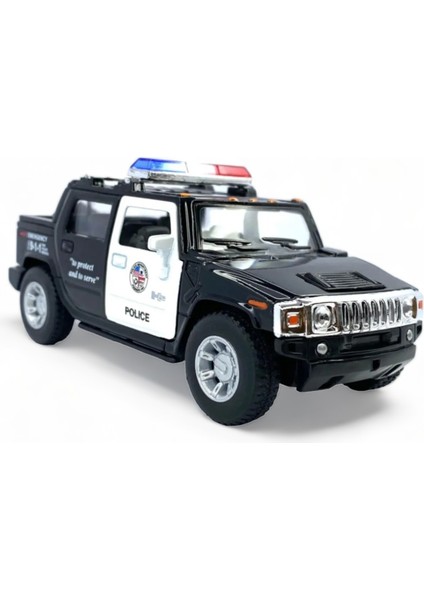 Metal Model Hummer Orjinal Lisanslı Die-Cast Araç 1,36 Çek Bırak Kapı Aç Kapa Hummer H2 Polis