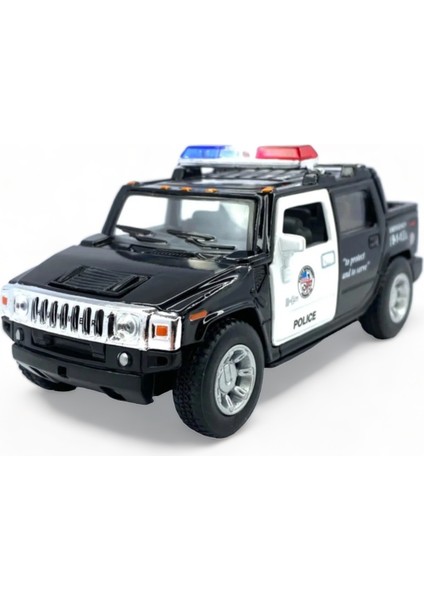 Metal Model Hummer Orjinal Lisanslı Die-Cast Araç 1,36 Çek Bırak Kapı Aç Kapa Hummer H2 Polis