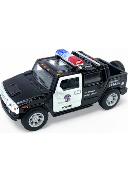 Metal Model Hummer Orjinal Lisanslı Die-Cast Araç 1,36 Çek Bırak Kapı Aç Kapa Hummer H2 Polis